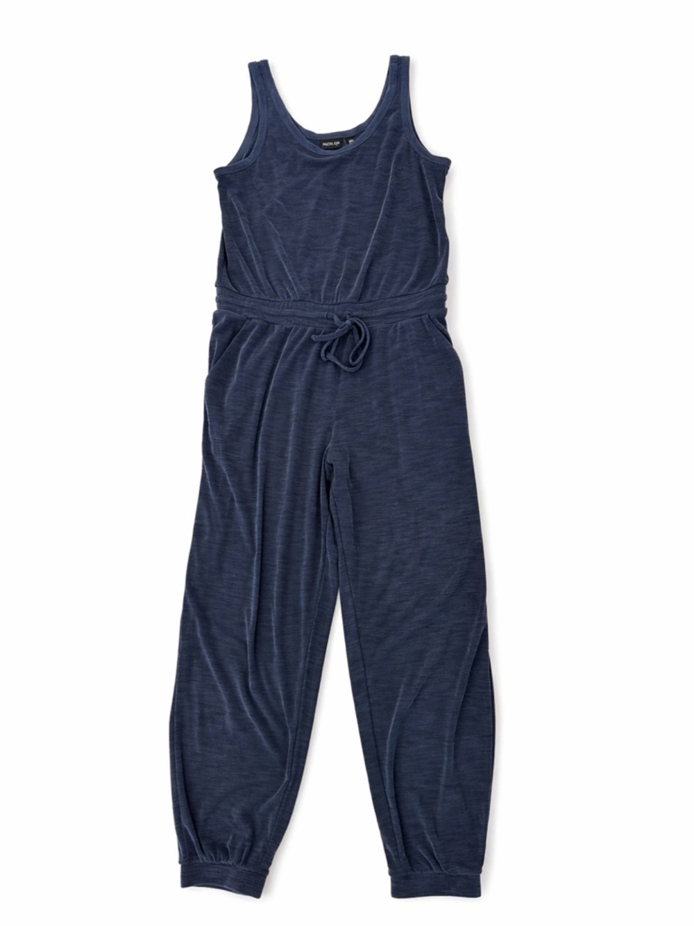 Rachel Zoe Ribbed Jumpsuit Blue Modal Blend Jogger Sleeveless Lounge Casual L
